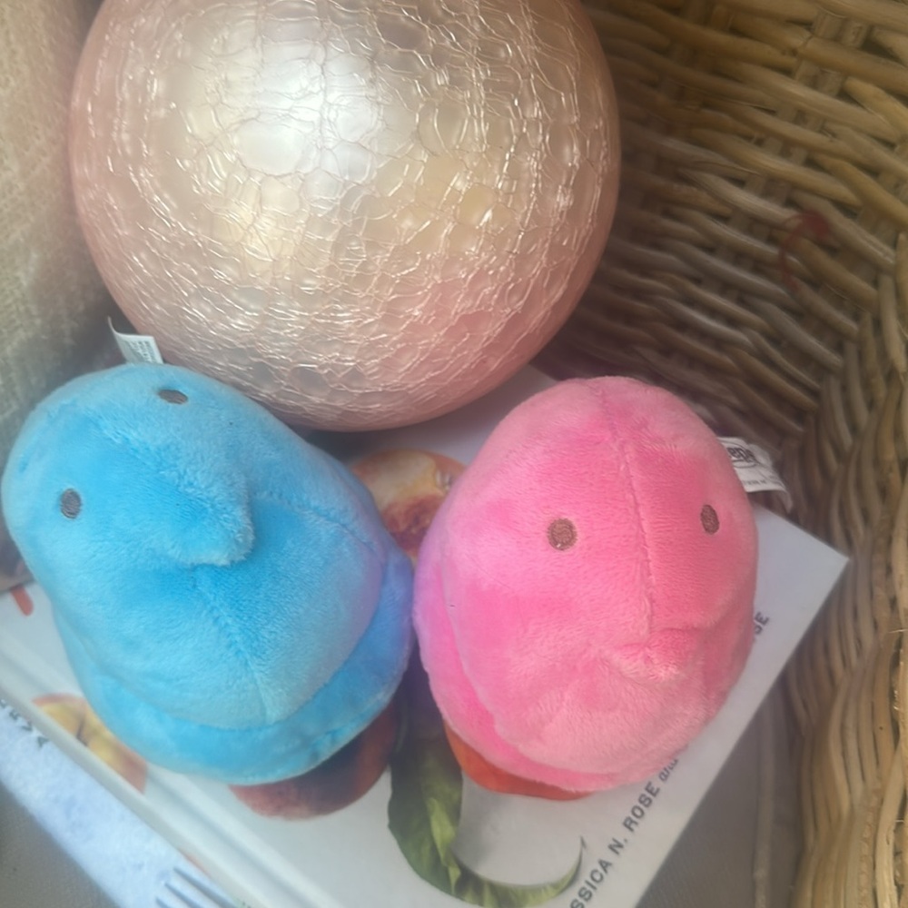 Set of 2 Easter Spring Peeps - 1 Pink. 1 Blue Soft squishy stuffed chicks peeps